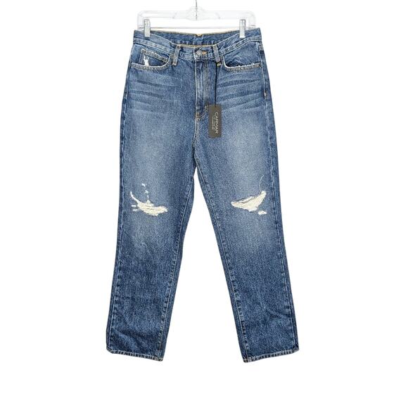 Carmar Blue Denim High Rise Straight Leg Distressed Ursula Jeans Size 29 NWT - Picture 1 of 11